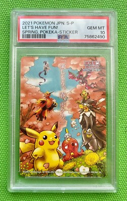 PSA 10 2021 Pokemon card S-P Spring Pokeka Sticker Pikachu Moltres