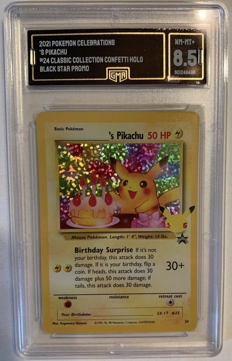 GMA 8.5 Birthday Pikachu Holographic Pokemon Card | eBay