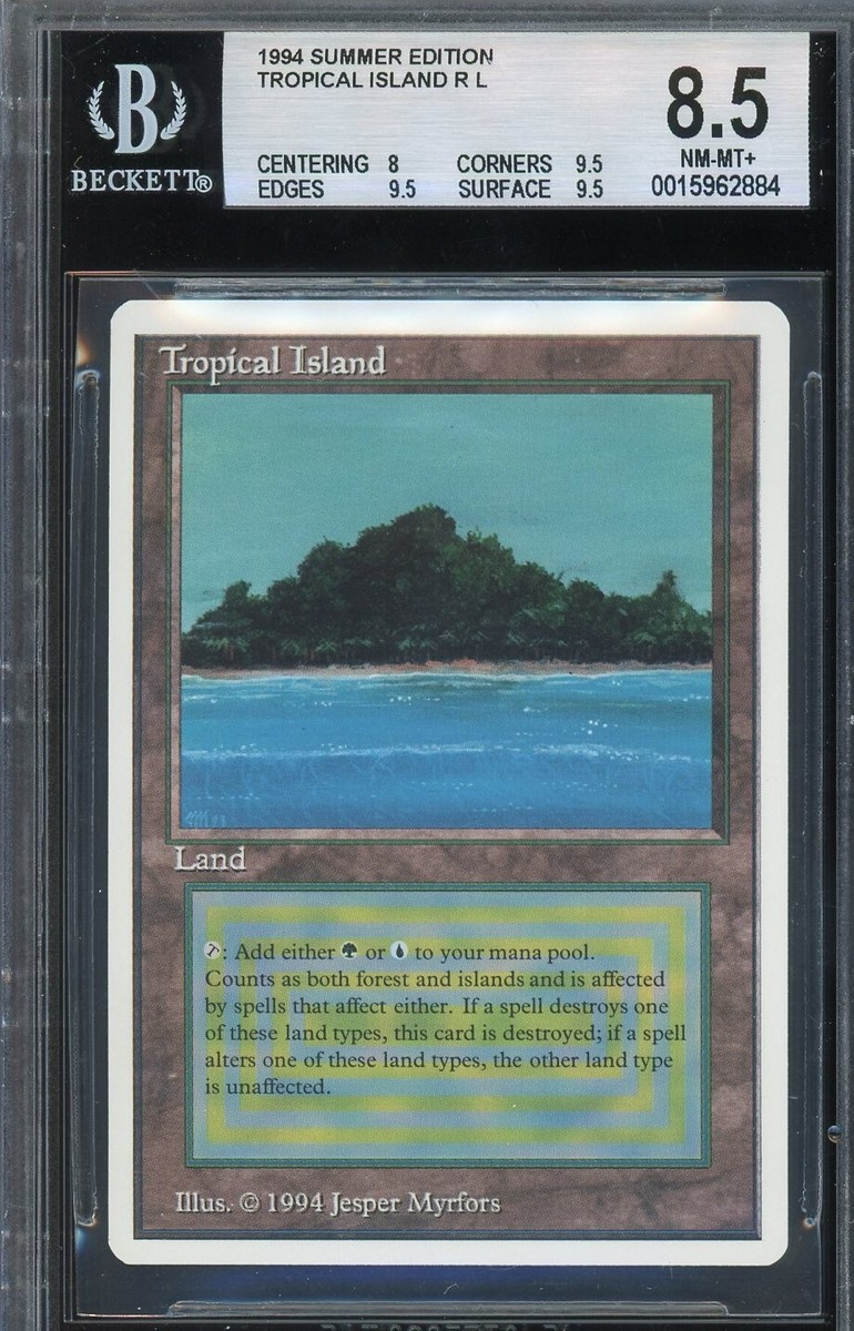 NM/MINT+ BGS 8.5 Summer Magic/MTG Tropical Island, W/3x 9.5