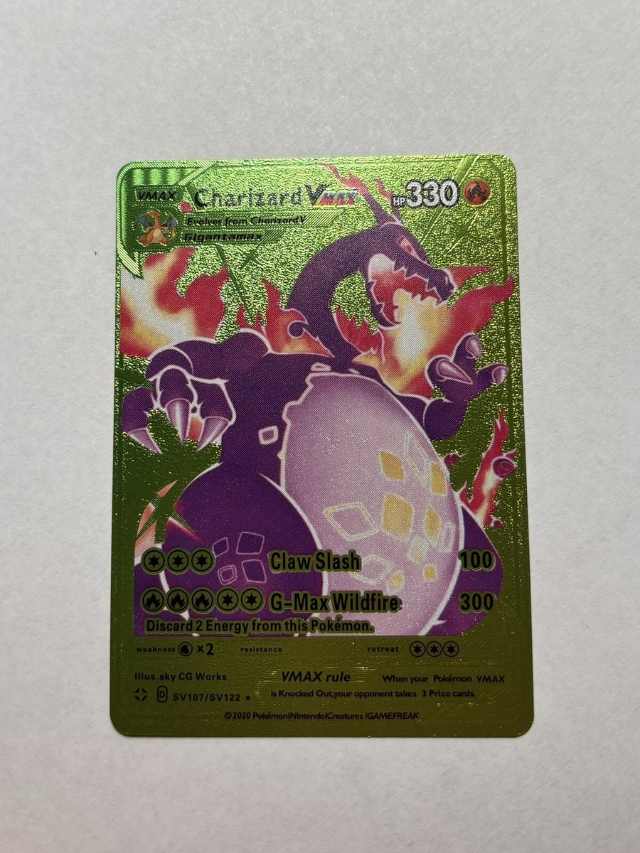 Shiny Charizard VMAX Rainbow Foil Pokemon Display Card HP330 074