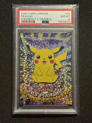 PSA 8 NM-Mint SPARKLE Pikachu #25 (Topps Chrome Series 1) Holo
