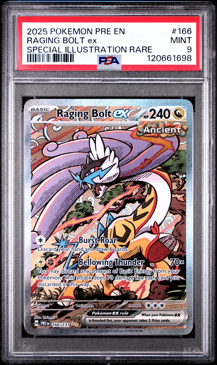 PSA 9 Raging Bolt Ex Special Illustration 166 2025 Prismatic