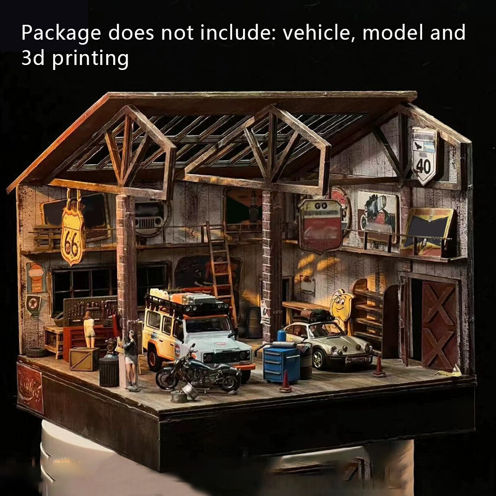 1:64 Diorama Warehouse Boxes Model Garage Scene Display Prop Model