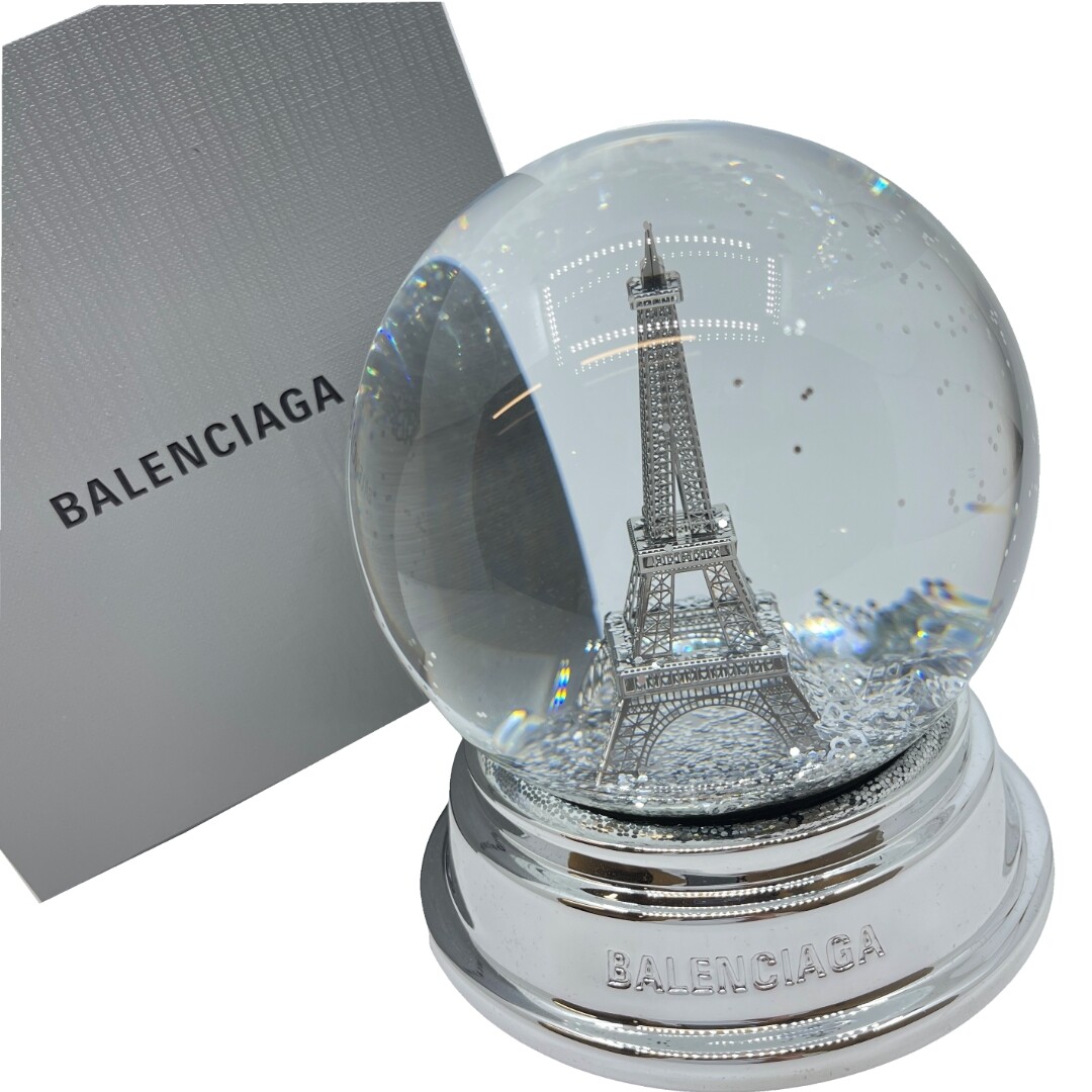 Authentic BALENCIAGA Snow Dome Snow Globes Silver Glass #36636537