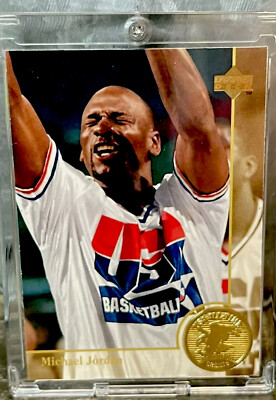 Michael Jordan Card - AUTHENTIC USA OLYMPIC DREAM TEAM - GOLD