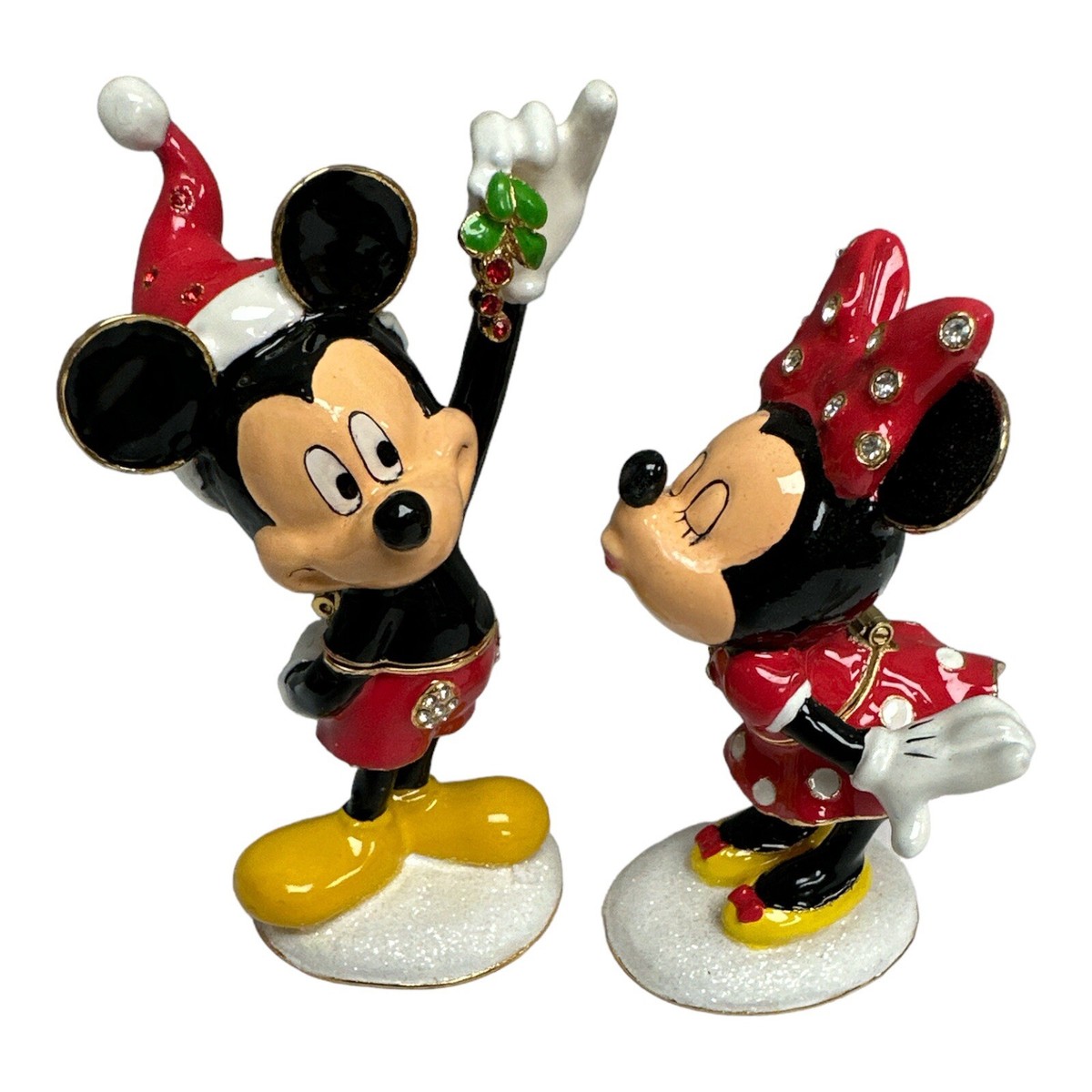 Bejeweled Mickey Minnie Mistletoe Mouse Kiss Trinket Box Walt