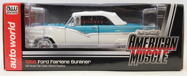 1956 Ford Sunliner Convertible Blue & White 1:18 Auto World 973 | eBay