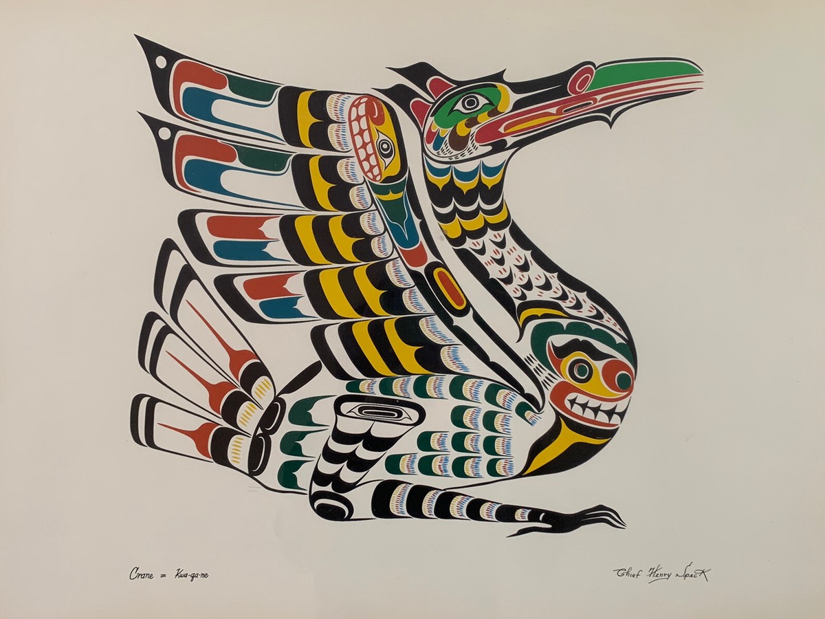 Chief Henry Speck Art Crane Kwakiutl British Columbia Silkscreen