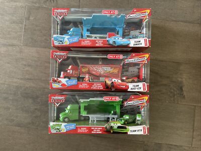 New Disney Cars Team Lot Race-O-Rama Haulers. Team Dinoco, HTB