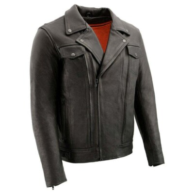 Milwaukee Leather 1520 Men's 'Pistol Pete' Black Vented Motorcycle