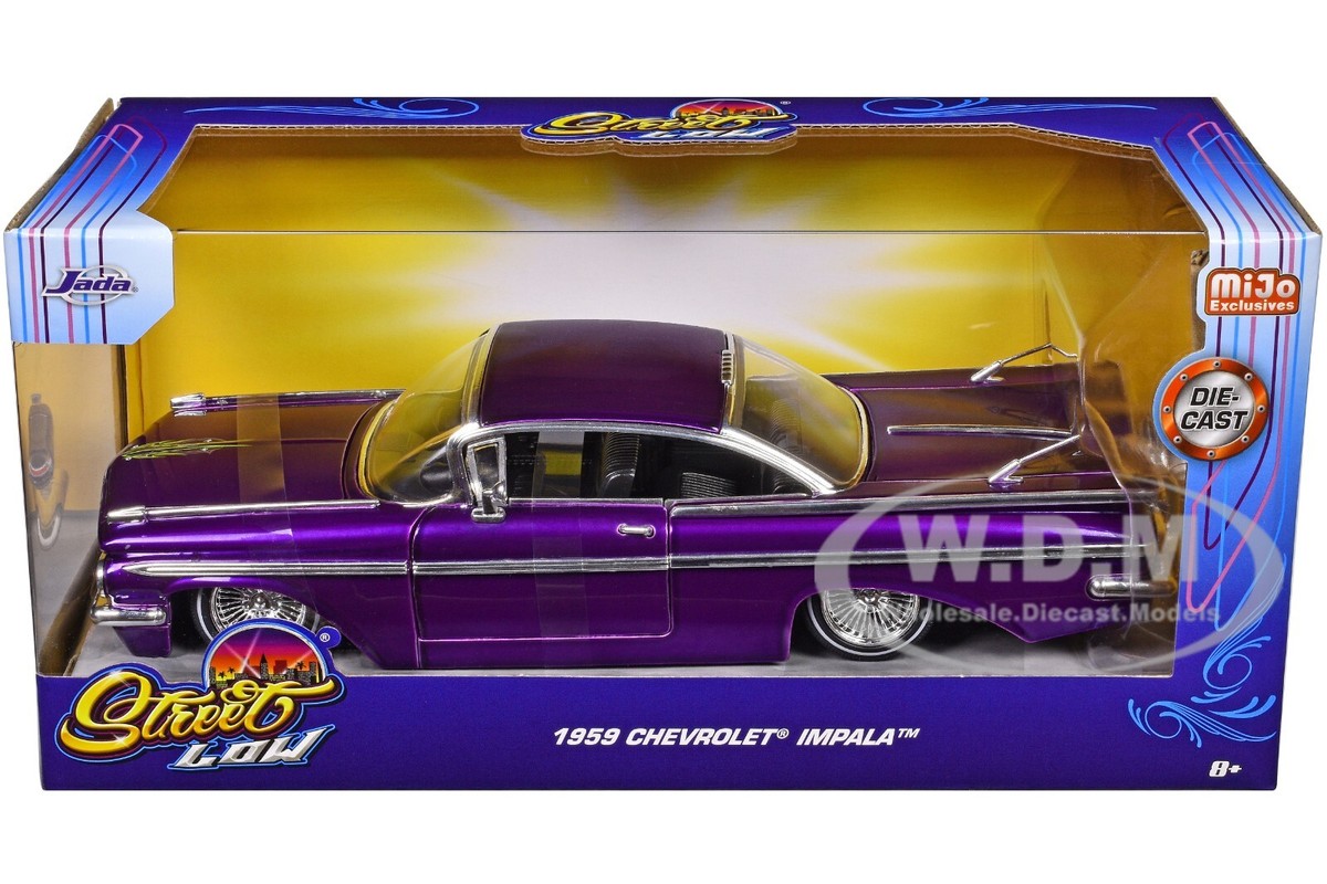 1959 CHEVROLET IMPALA LOWRIDER CANDY PURPLE 1/24 DIECAST MODEL BY