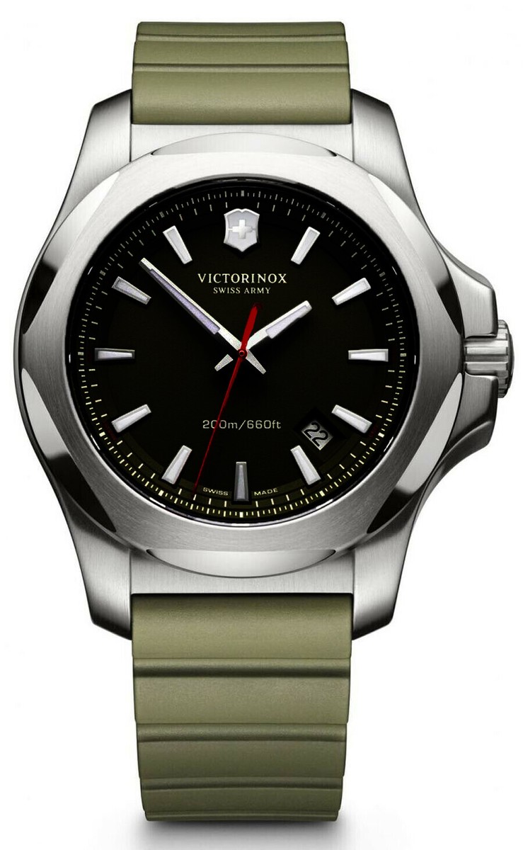 Victorinox Swiss Army 43mm Case Green Dial Rubber Watch 241683 for