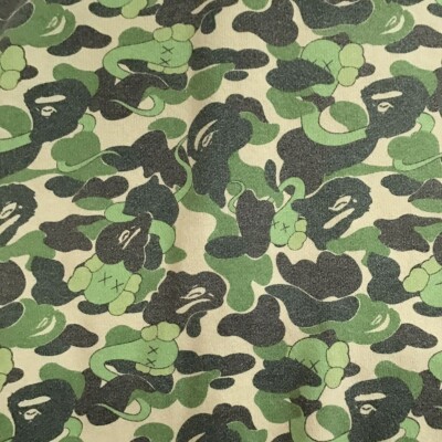 BAPE × KAWS bendy ABC camo full zip hoodie Green A Bathing Ape