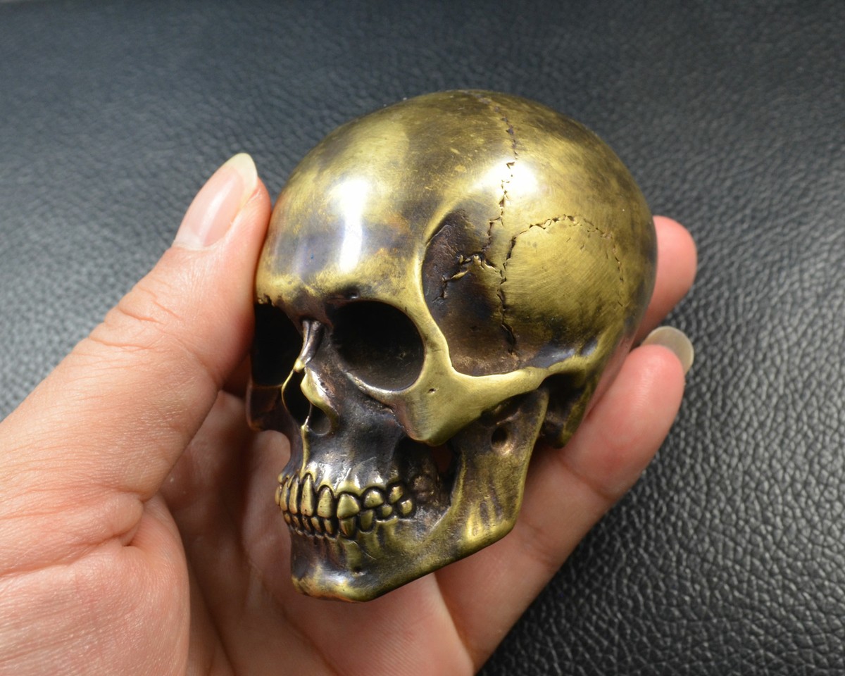 Handmade Vintage Copper Brass Skull Mini Human Skull statue Table
