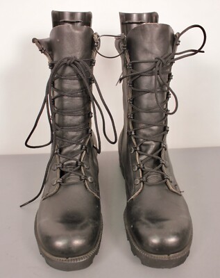 Men's NOS 1980s US Army Black Leather Combat Boots Sz 8 NR 80s Vtg
