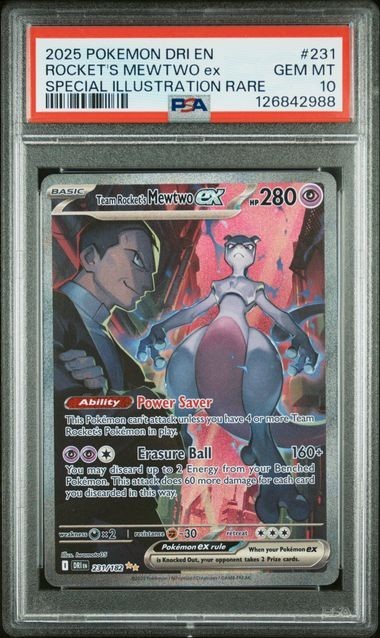 PSA 10 Team Rocket's Mewtwo ex 231 SIR 2025 Pokemon S&V Destined