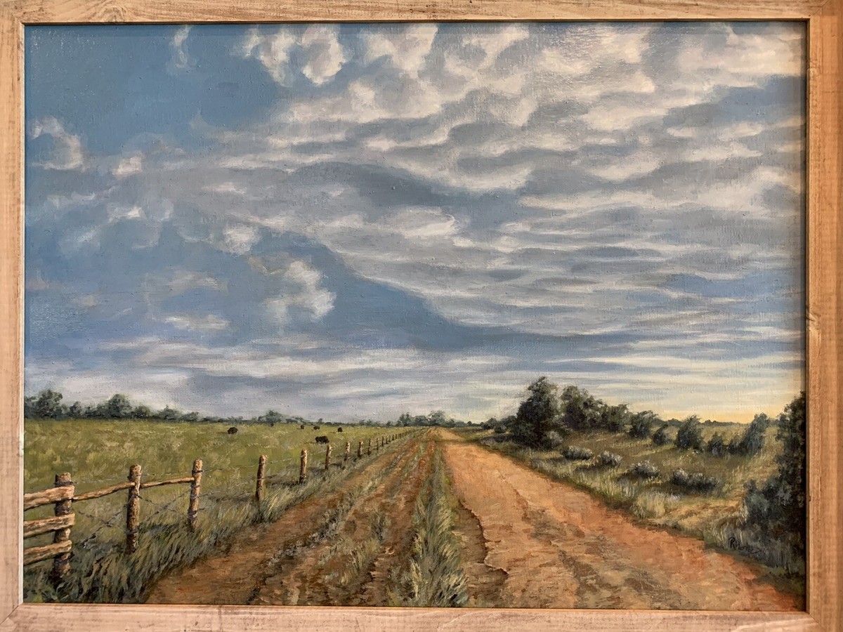 Walhalla Country Road, Original Oil Painting, Texas Landscape Art