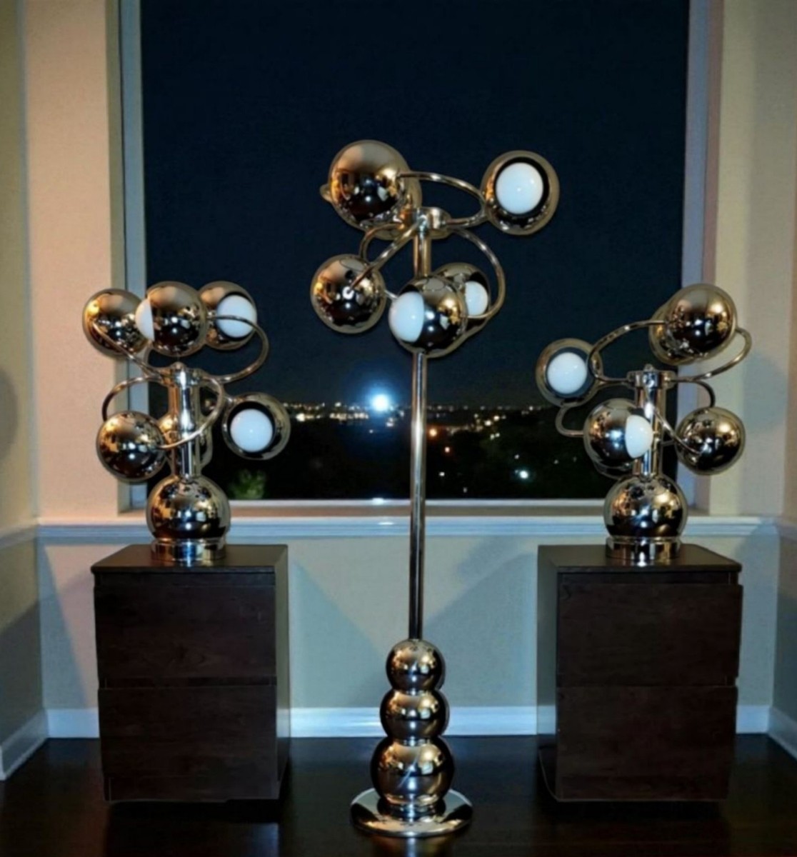 MCM SPACE AGE VTG ATOMIC SPIRAL SPUTNIK FLOOR TABLE 6 EYEBALL