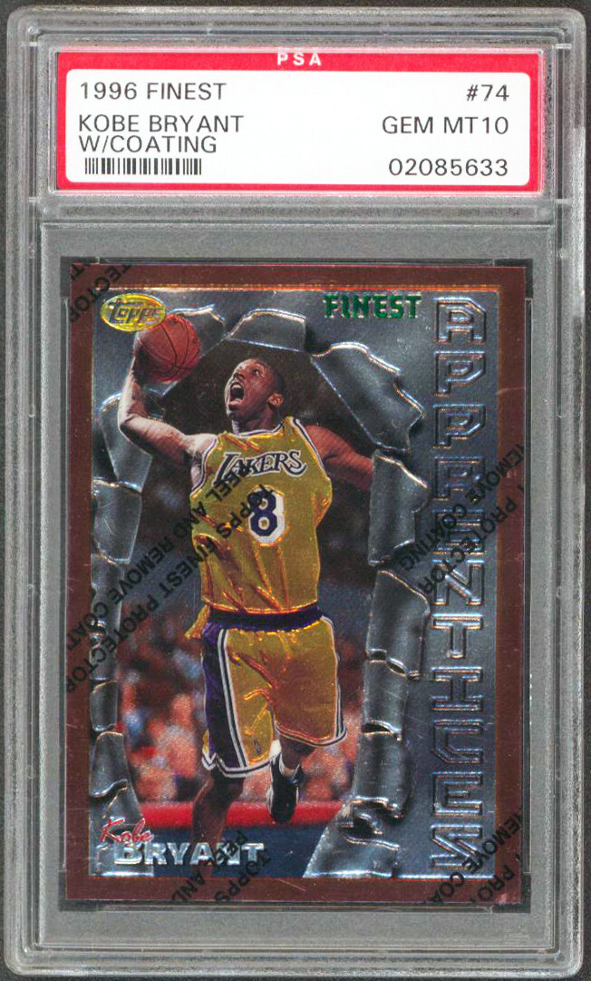 Lakers Kobe Bryant 1996 Topps Finest #74 w/ Coating Rookie Card 10