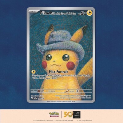 Pikachu With Grey Felt Hat 085 Promo Card Pokemon Van Gogh Museum