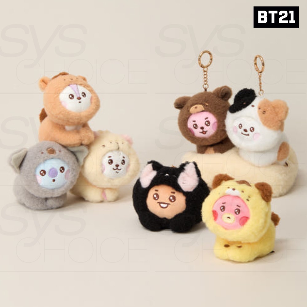 BTS BT21 Official Goods PLUSH KEYRING MORE FLUFFY Ver + Tracking