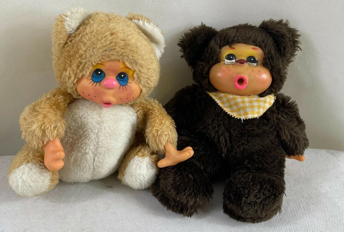 VINTAGE MonChiChi Plush Thumb Sucking monkey Bears 1980's Retro