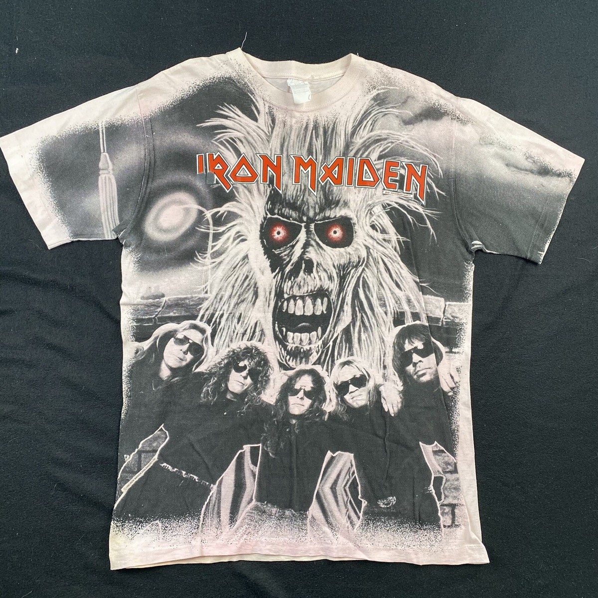 Vintage 90's 1991 Iron Maiden Over Print AOP T-Shirt XL Band Tee