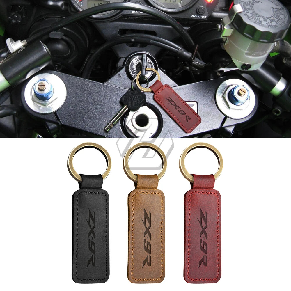 For Kawasaki ZX9R ZX-9R Motorcycle keychain leather logo keychain