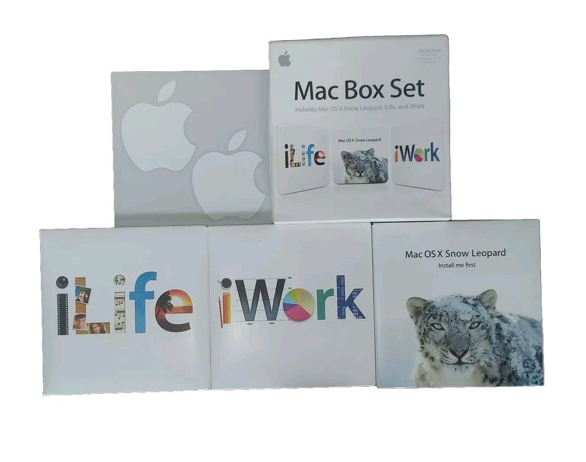 Apple Mac Box Set Includes Mac OS X Snow Leopard iLife 09 iWork 09