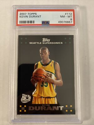 PSA 8 2007-08 TOPPS Black Border Kevin Durant Rookie Rc #112 | eBay