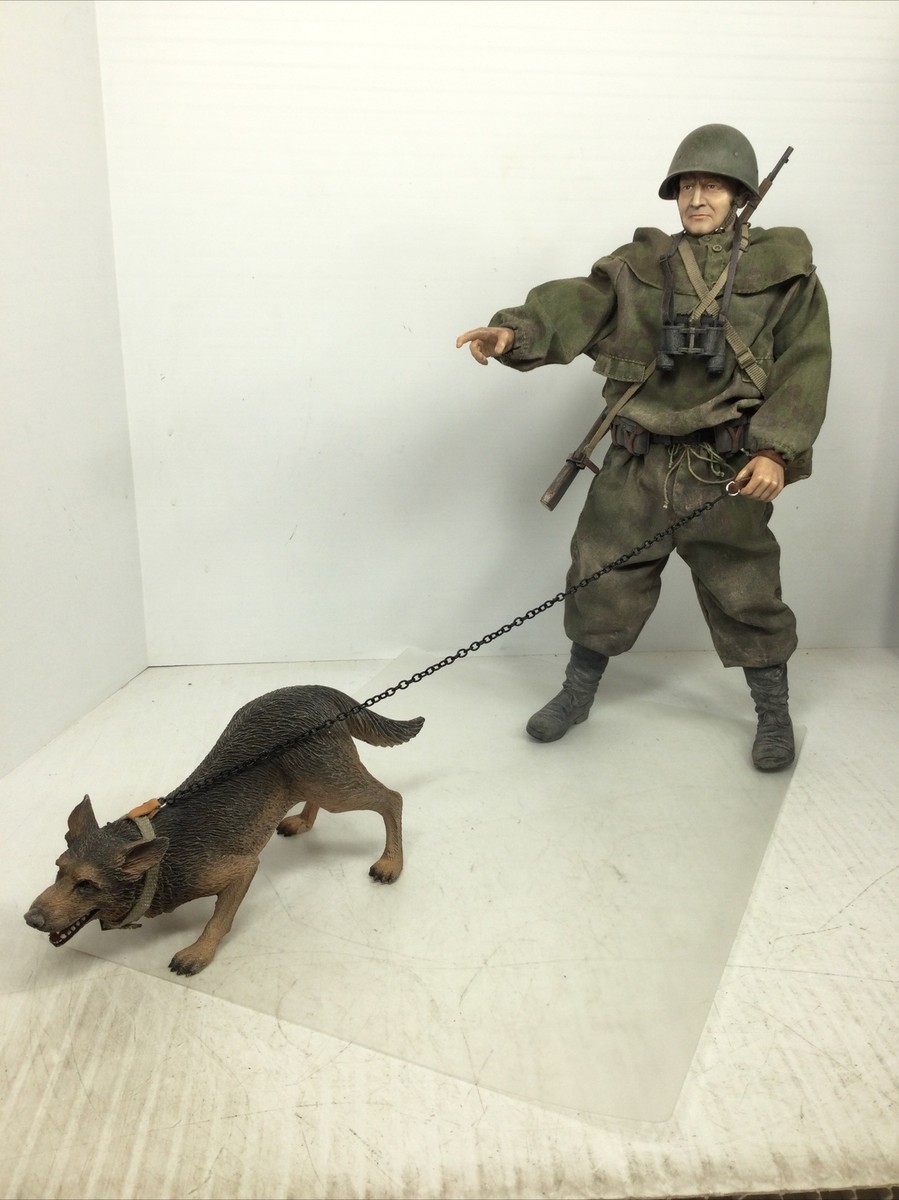 1/6 CUSTOM DRAGON WW2 RUSSIAN SOVIET RED ARMY SCOUT W/ ATTACK DOG