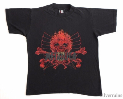 Metallica Vintage T Shirt 1990's Concert Tour Pushead Rebel Skull