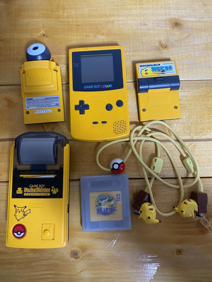 Nintendo Gameboy Pocket Printer Pikachu & Cable & Console & Camera