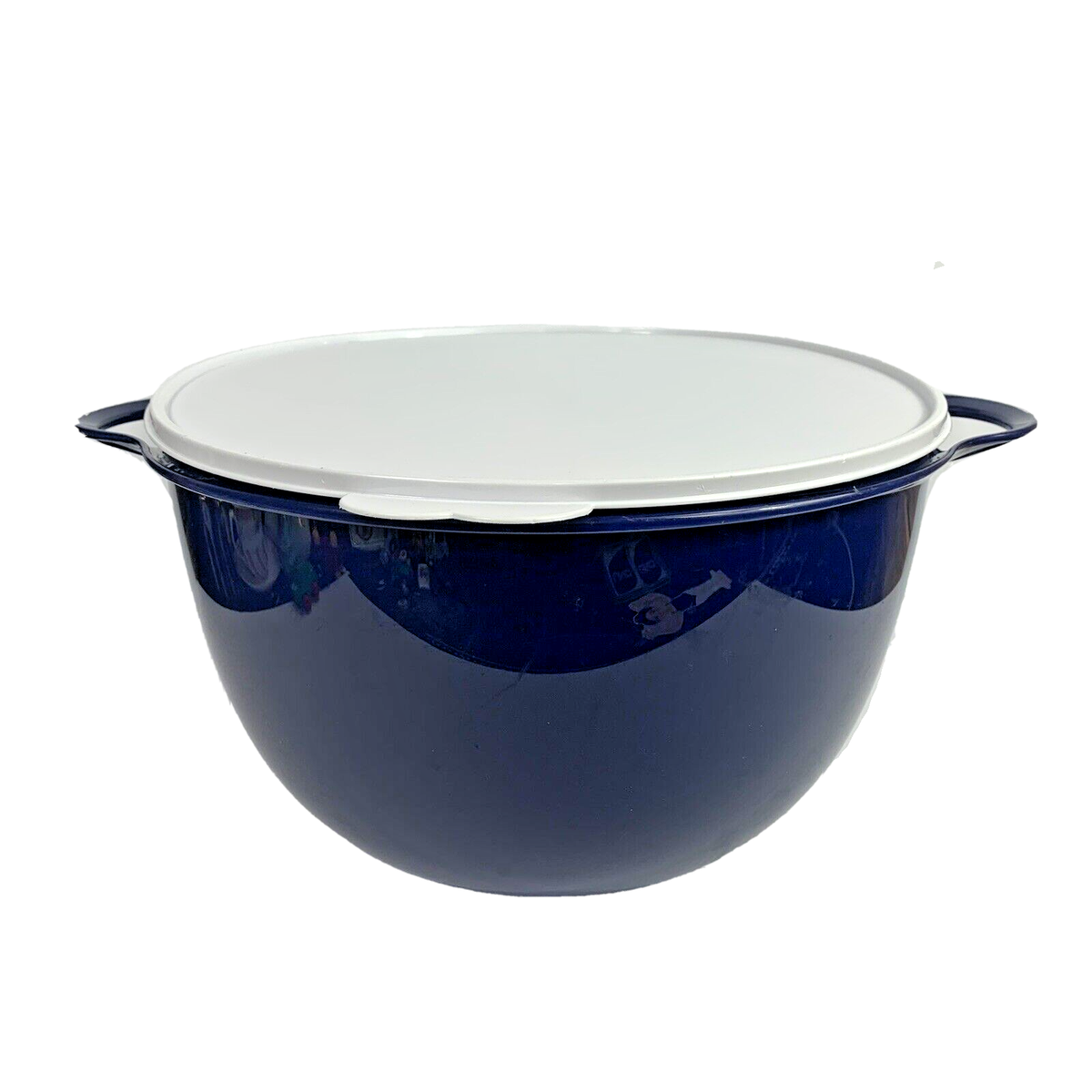 TUPPERWARE Jumbo THATSA Bowl 14 L / 59 CUPS Dark Blue w/ White lid