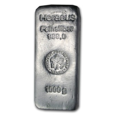 1 kilo Poured Silver Bar - Heraeus (Hanau, Germany, w/Flower) | eBay