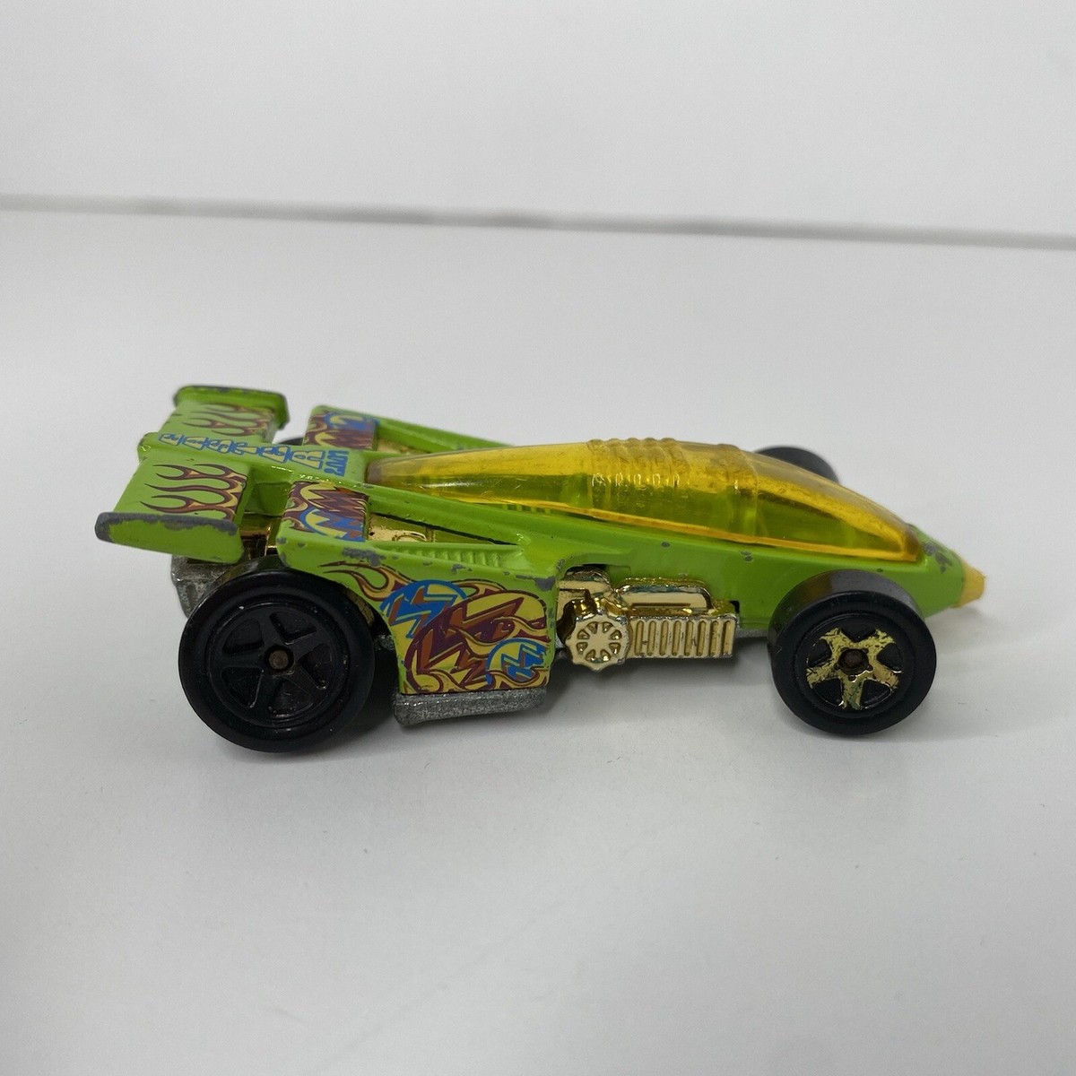 Vintage Hot Wheels Shadow Jet Race Car 1987 Malaysia; Neon Green w