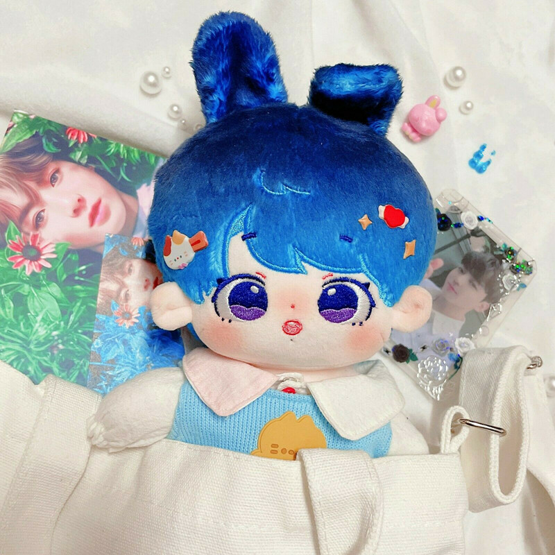 New KPOP Blue Hair JUNGKOOK Plush Doll Toy Original 20cm【No