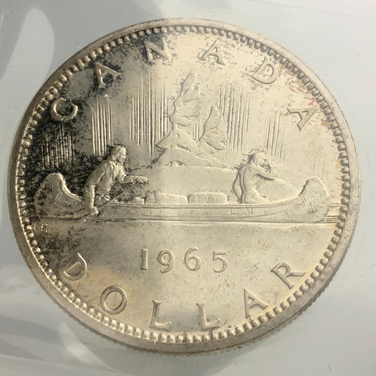 1965 Canada One 1 Dollar Coin Small Beads Pointed 5 Cameo MS-64