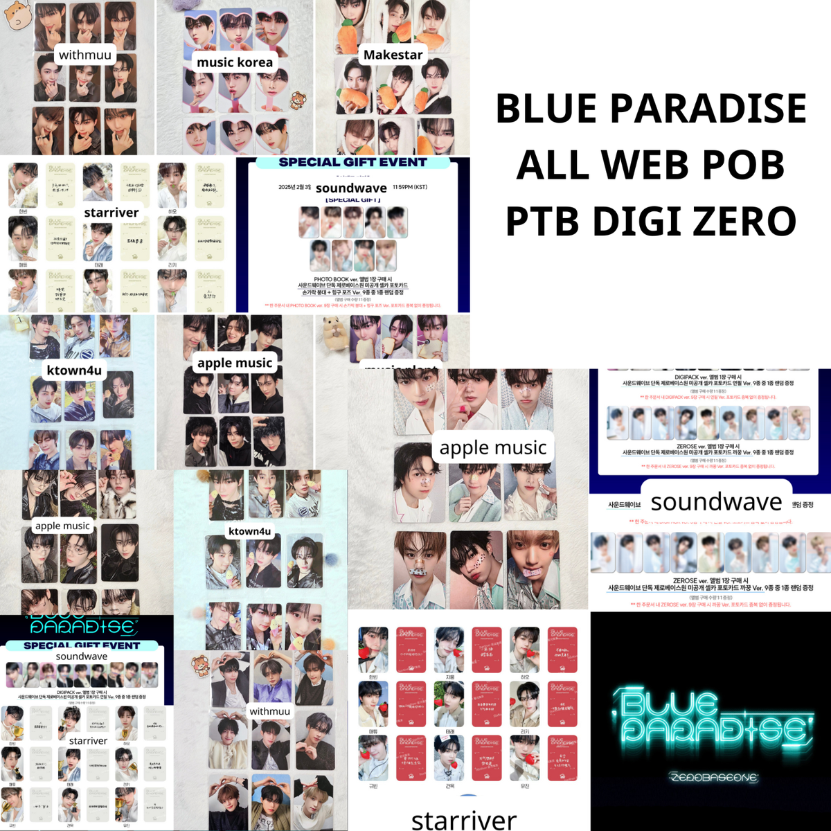 ZB1 ZEROBASEONE x BLUE PARADISE ALL WEB POB DIGI PTB ZEROSE VER