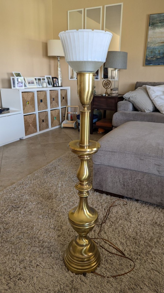 Vintage Rembrandt Masterpiece Brass Torchiere Floor Lamps 37” Tall