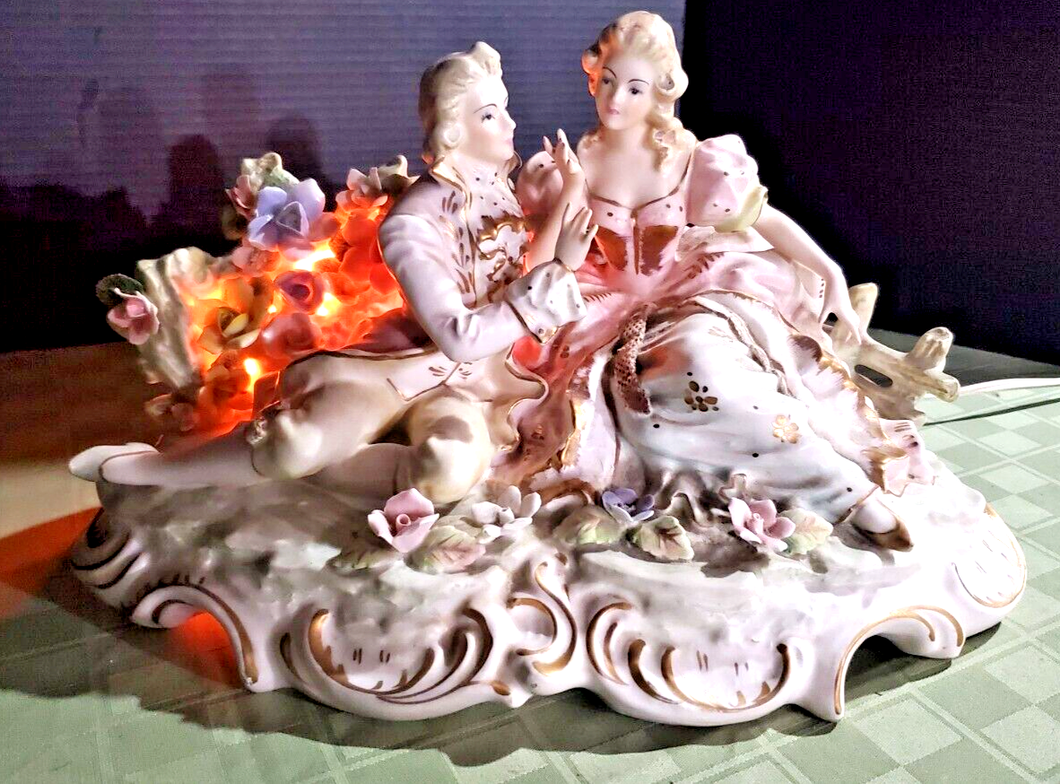Lenwile Ardalt Victorian Couple Vintage Figurine Porcelain Lamp