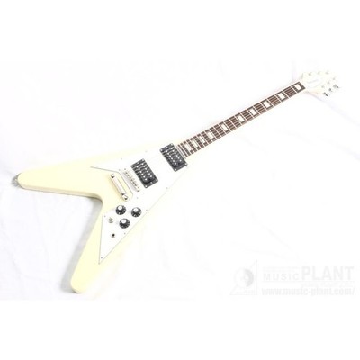 Edwards E-FV-LTD Vintage White Flying V type electric guitar with