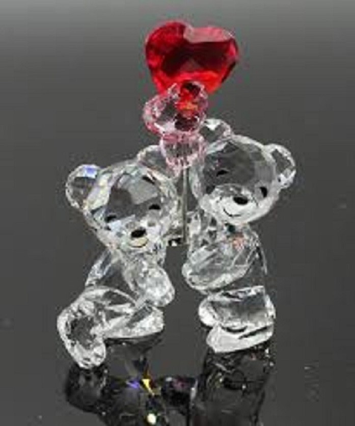 Swarovski Crystal Romantic Couple Kris Bear Love Heart Balloons