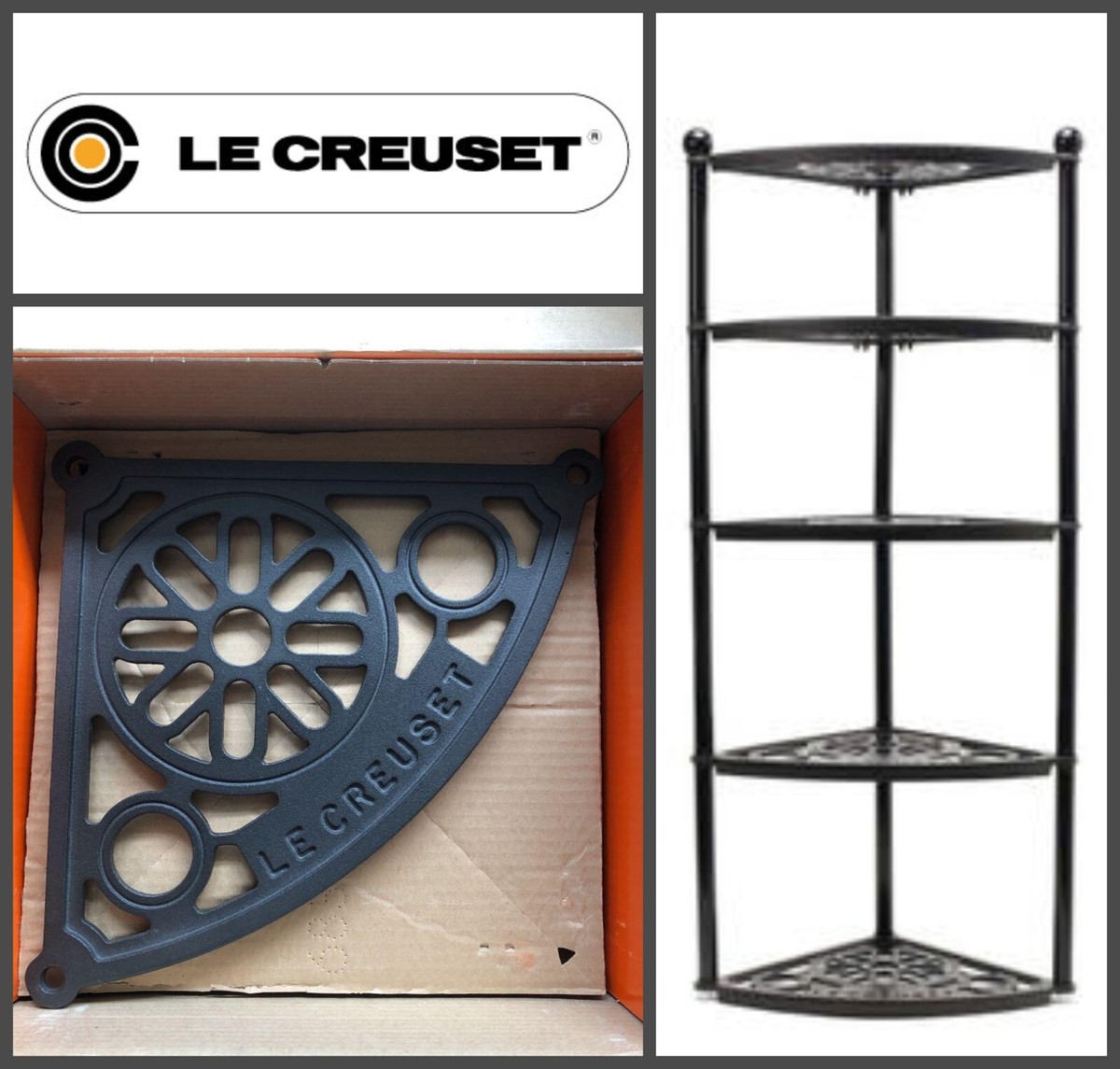 Le Creuset 5 tier Pot stand Matte black Display shelf Cast Iron