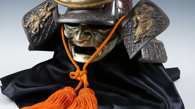 Vintage Samurai Helmet -Shikanosuke kabuto with a mask- Tsushima
