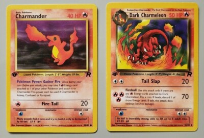 1st Edition Charmander and Dark Charmeleon - Rocket WotC Pokemon