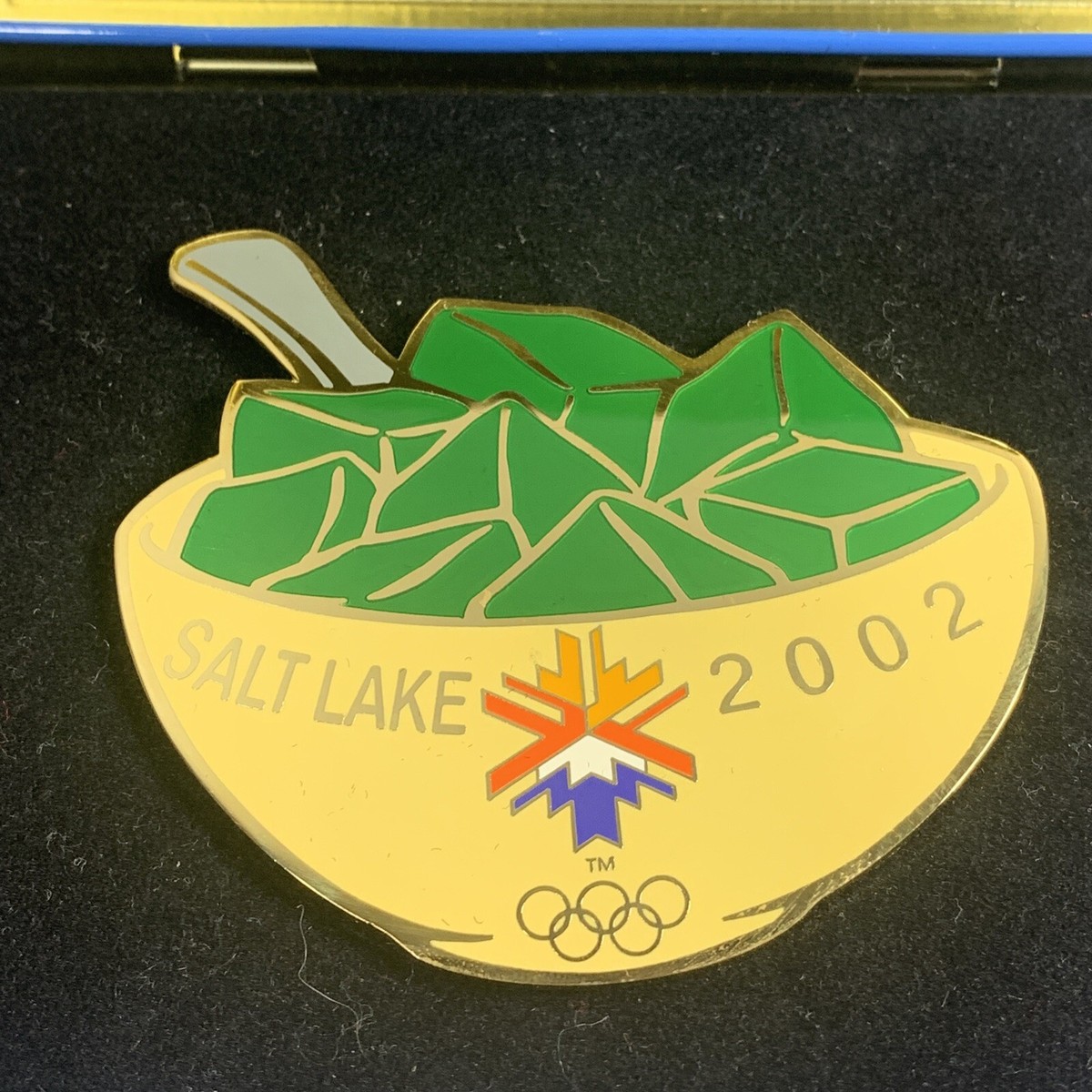 RARE Salt Lake City 2002 Olympics Bowl of Green Jello 3x3 Pin in