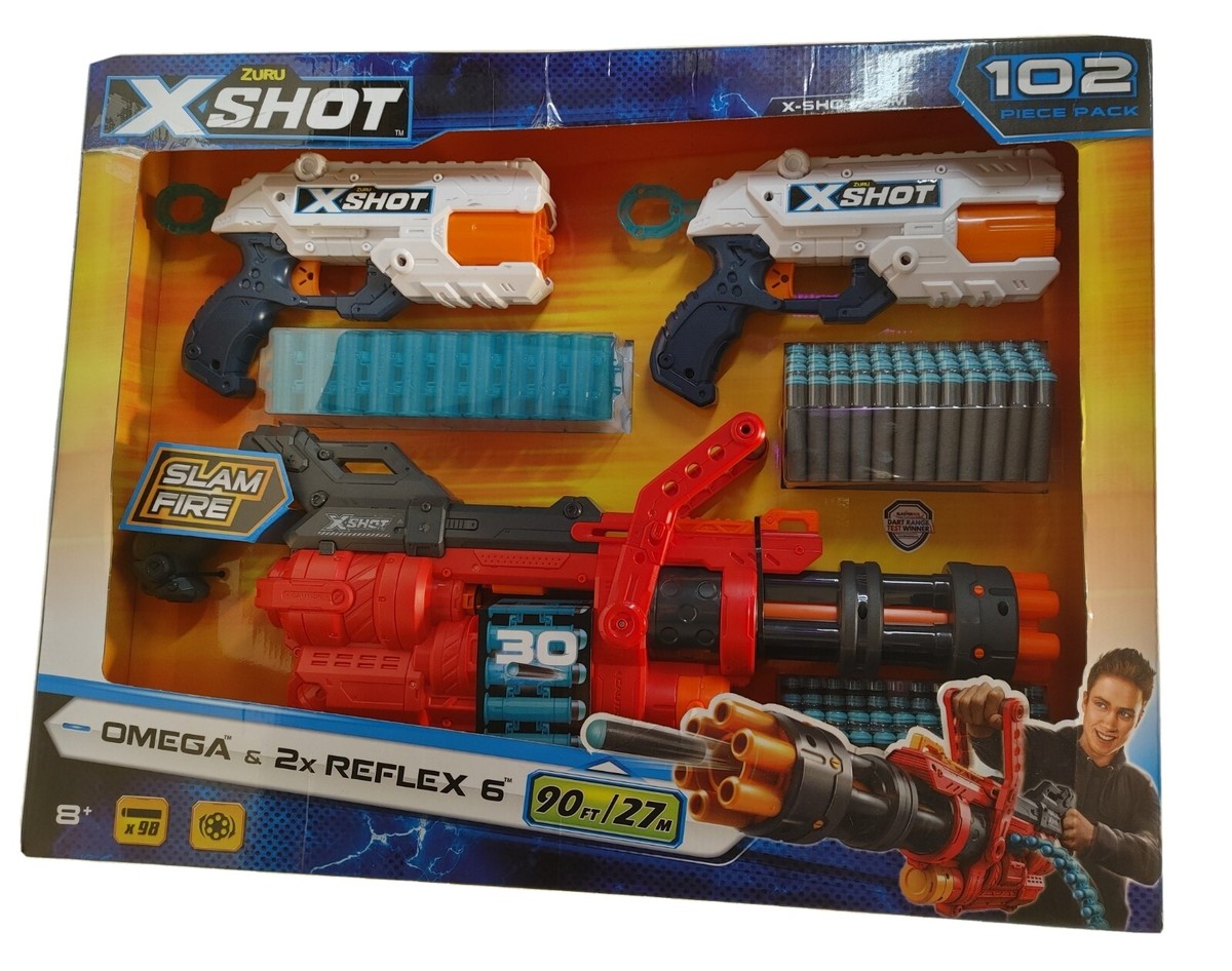 ZURU X-Shot Combo Pack OMEGA and 2 Reflex 6 Slam Fire Xshot OMEGA