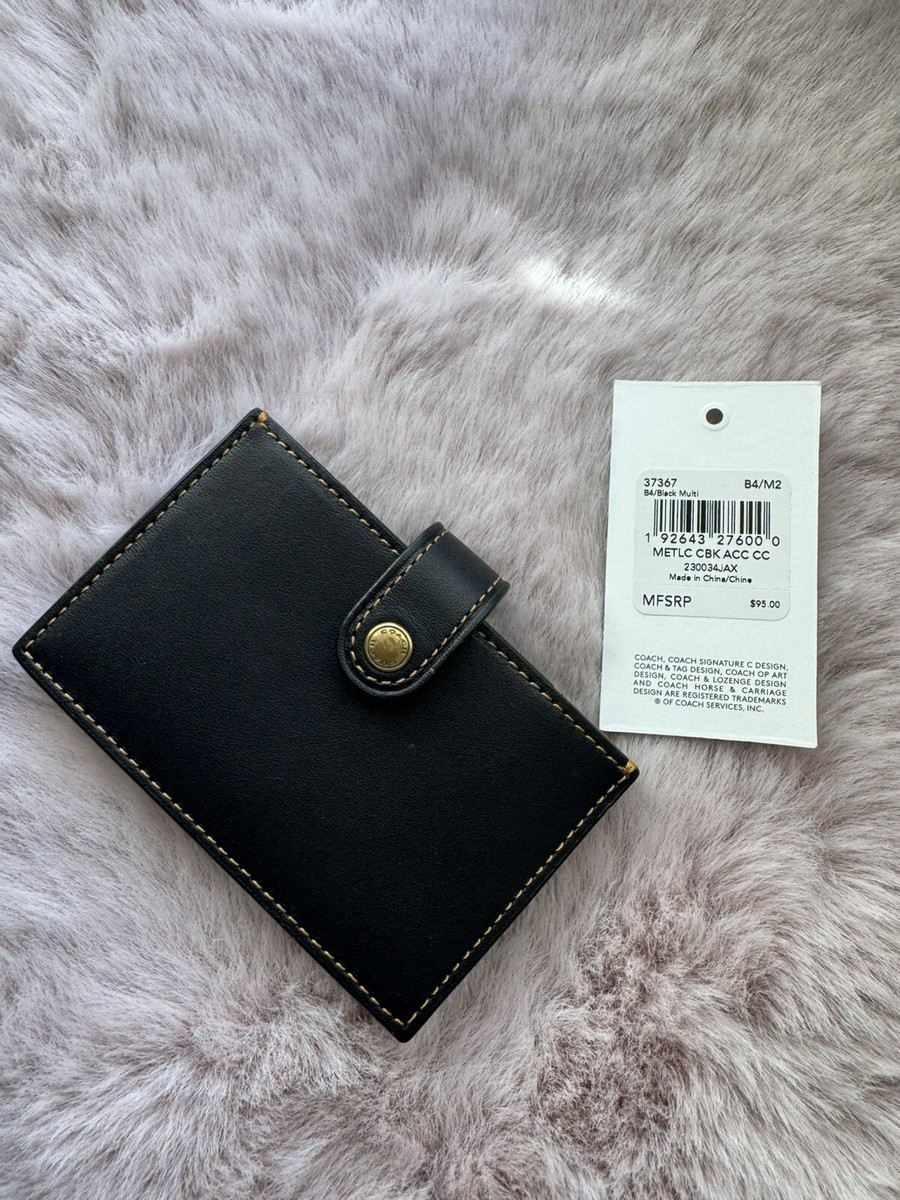 COACH 1941 Accordion Card Case Glovetanned Leather NWT! Black | eBay