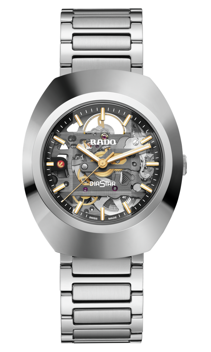 New Rado DiaStar Original Skeleton Stainless Steel Gray Dial Men